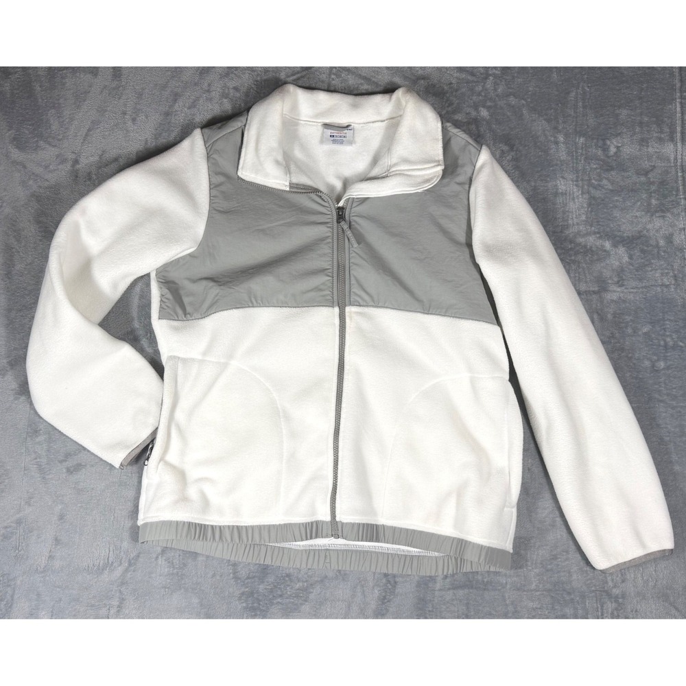 Champion Authentic Womens XL Full Zip Fleece Jacket White Grey Colorblock Sporty